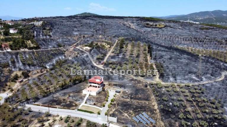 Η Λαμία την επόμενη μέρα της πυρκαγιάς- Εικόνες από drone [βίντεο, εικόνες]