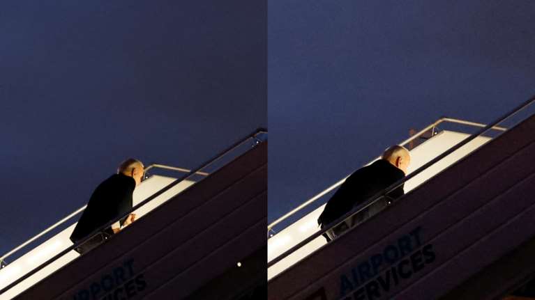 Νέα &quot;βουτιά&quot; για τον Τζο Μπάιντεν: Η στιγμή που γλιστράει και πέφτει στις σκάλες του Air Force One [Βίντεο]