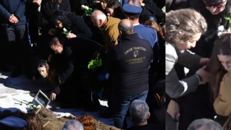 Κηδεία σμηναγού Τσιτλακίδη: Η στιγμή που καταρρέει πάνω από τον τάφο η σύντροφός του, Μαρία [Εικόνες]