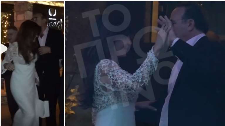 Δεξίωση Ματσούκα - Κόκκαλη: Ο πρώτος χορός του ζευγαριού, τα λιτά μαλλιά της νύφης και τα cut outs στο νυφικό που δεν είδαμε