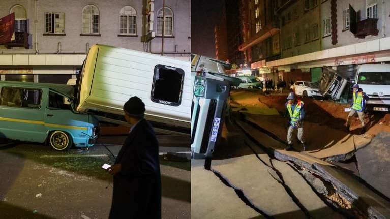 Γιοχάνεσμπουργκ: Υπόγεια έκρηξη διέλυσε δρόμο - Αυτοκίνητα τινάχτηκαν στον αέρα [βίντεο]