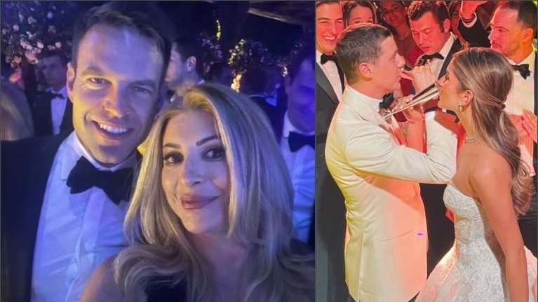 Ο Κασσελάκης με σμόκιν ποζάρει χαμογελαστός σε εφοπλιστικό γάμο: Παντρεύτηκαν ο Αντώνης Ξυλάς και η Ιφιγένεια Πρωτονοταρίου