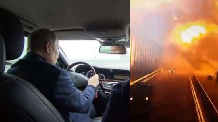 Σόου... Πούτιν: Οδηγεί πολυτελή mercedes πάνω στη γέφυρα της Κριμαίας που είχε ανατιναχθεί τον Οκτώβριο