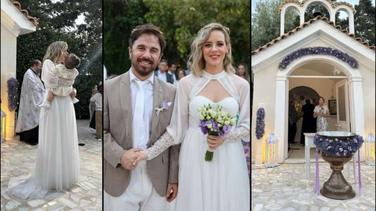 Ο γάμος Τσαλταμπάση - Αρβανίτη και η βάφτιση της κόρης τους: Τα ρομαντικά looks μαμάς και κόρης και ο στολισμός με λεβάντες