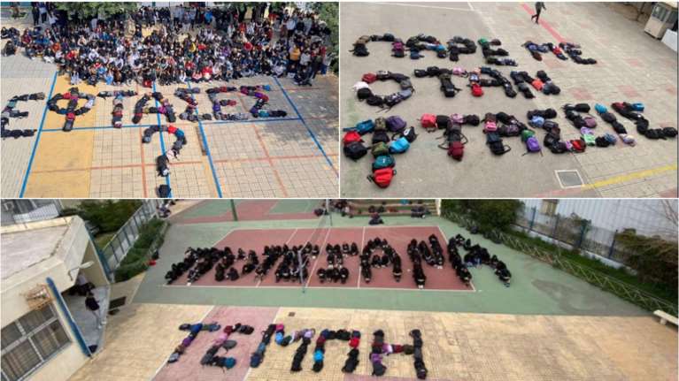 "Πάρε όταν φτάσεις": Το μήνυμα που ραγίζει καρδιές από μαθητές σε όλη τη χώρα, για τα θύματα της τραγωδίας των Τεμπών