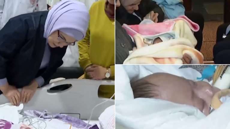 Επικοινωνιακό σόου Ερντογάν μετά την κατακραυγή: Μετέφεραν 16 βρέφη με το προεδρικό αεροσκάφος - Η Εμινέ σε νοσοκομείο