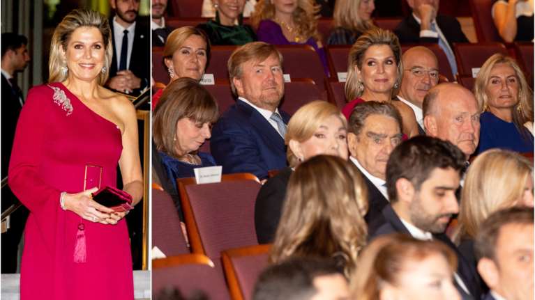 Βασίλισσα Μάξιμα: Με one shoulder οσκαρικό κόκκινο φόρεμα και χωρίς τιάρα στο Μέγαρο Μουσικής