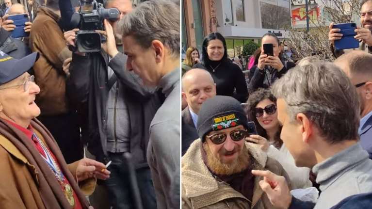 Τα απρόοπτα της περιοδείας Μητσοτάκη στη Λάρισα: Ο παππούς που πρέπει να κόψει το τσιγάρο και η συναυλία των Guns N&#39; Roses [βίντεο]