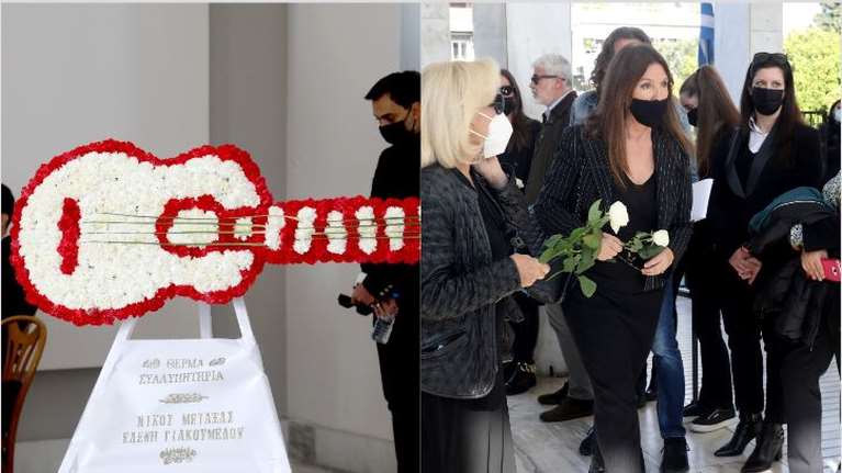 Θλίψη στην κηδεία του Χρήστου Κυριαζή: Με λευκό τριαντάφυλλο η Βάνα Μπάρμπα