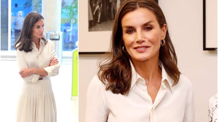 Βασίλισσα Λετίσια: Η πρωινή εμφάνιση στην Νέα Υόρκη με απίθανο off white κρεπ shirtdress