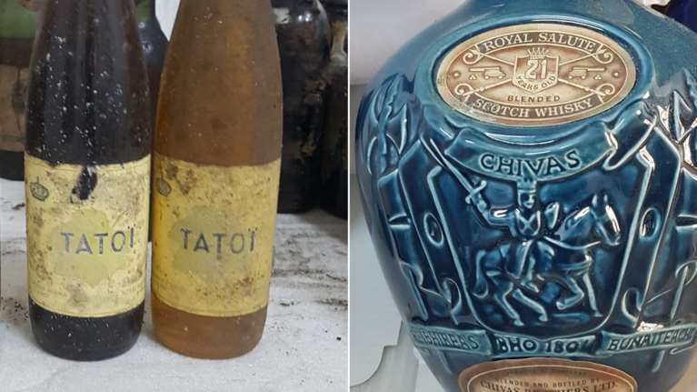 Τατόι: Βρέθηκαν σπάνιες φιάλες κρασιών και ποτών - Συλλεκτικό ουίσκι για την ενθρόνιση της βασίλισσας Ελισάβετ [εικόνες]