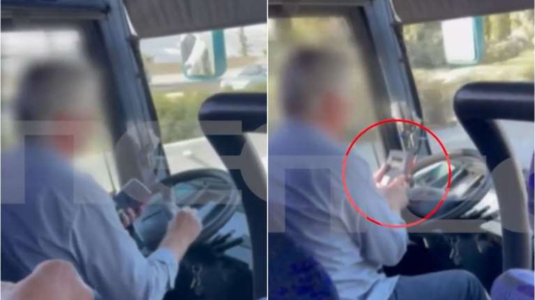 ΚΤΕΛ Ευβοίας: Οδηγός μιλάει στο κινητό και επισκευάζει μηχάνημα την ώρα που οδηγεί [βίντεο]