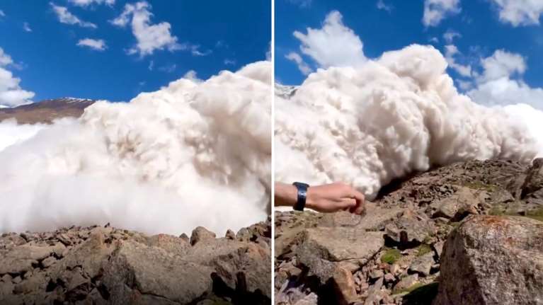 Τρόμος στο Βουνό: Πεζοπόρος βιντεοσκοπεί γιγάντια χιονοστιβάδα να καταφτάνει μέχρι να τον &quot;καταπιεί&quot; [Βίντεο]