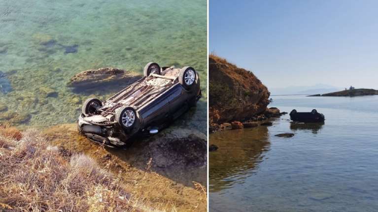 Πήγαν για μπάνιο στη Βραυρώνα και είδαν το αυτοκίνητό τους να πέφτει στη θάλασσα [εικόνες]