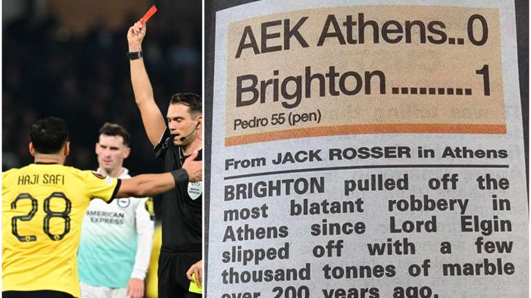 Επικό σχόλιο της Sun για την ήττα της ΑΕΚ από την Μπράιτον: Η πιο κραυγαλέα ληστεία στην Αθήνα μετά από αυτή του Έλγιν