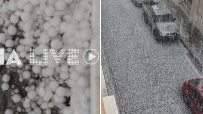 Σφοδρή χαλαζόπτωση έντυσε στα λευκά την Αρχαία Ολυμπία: Έπεσε χαλάζι σε μέγεθος μικρού καρυδιού [εικόνες - βίντεο]