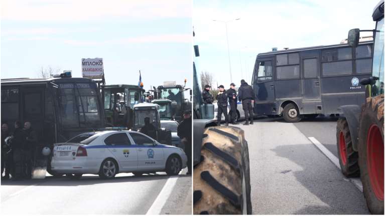 Αστυνομικό μπλόκο στην κάθοδο των τρακτέρ από Χαλκιδική στη Θεσσαλονίκη - Ένταση σε δρόμους και χωράφια