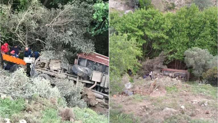 Κρήτη: Στο ΠΑΓΝΗ ο οδηγός του φορτηγού που έπεσε στον γκρεμό - Τραυματίστηκε σοβαρά στο μάτι ο συνοδηγός