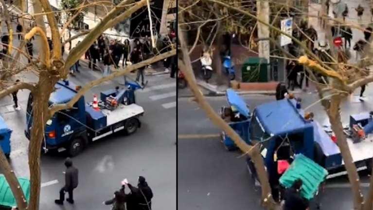 Η Γεροβασίλη διαψεύδει την ΕΛ.ΑΣ. για τον γερανό που έτρεχε στην Ακαδημίας - &quot;Παντελώς ψευδές ότι ερχόταν για μένα&quot;