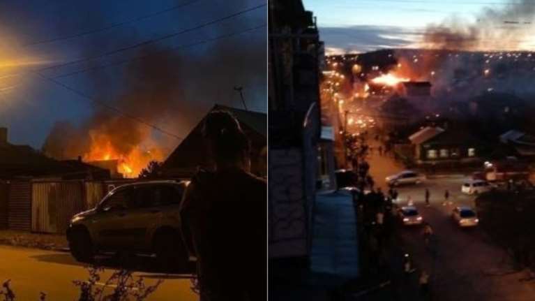 Δεύτερη φορά: Ρωσικό SU-30 κατέπεσε σε διώροφο σπίτι - Η στιγμή της πτώσης, νεκροί οι πιλότοι  [Εικόνες-Βίντεο]