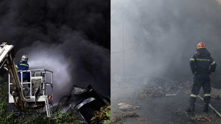 Φωτιά στην Κάτω Κηφισιά: Εικόνες χάους και καταστροφής από την πυρκαγιά στο εργοστάσιο - Πυκνοί μαύροι καπνοί και φλόγες [εικόνες-βίντεο]