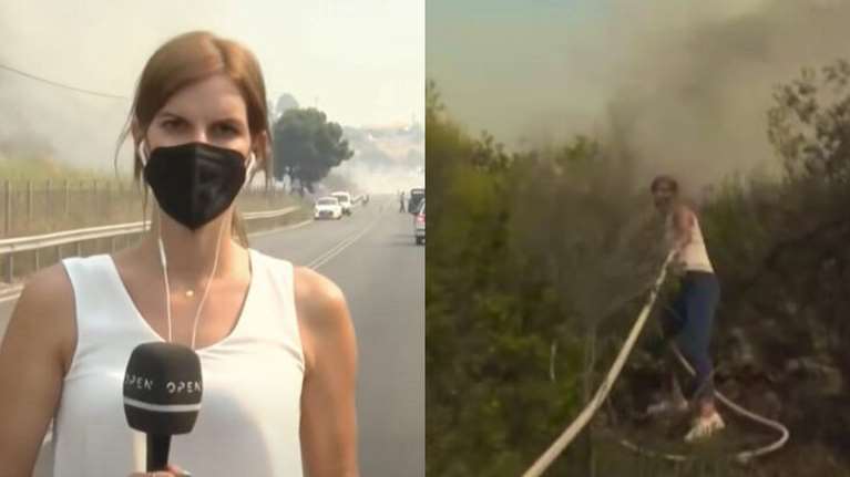 Η Γεωργία Γαραντζιώτη του Open άφησε το μικρόφωνο και έπιασε την μάνικα να σβήσει τη φωτιά