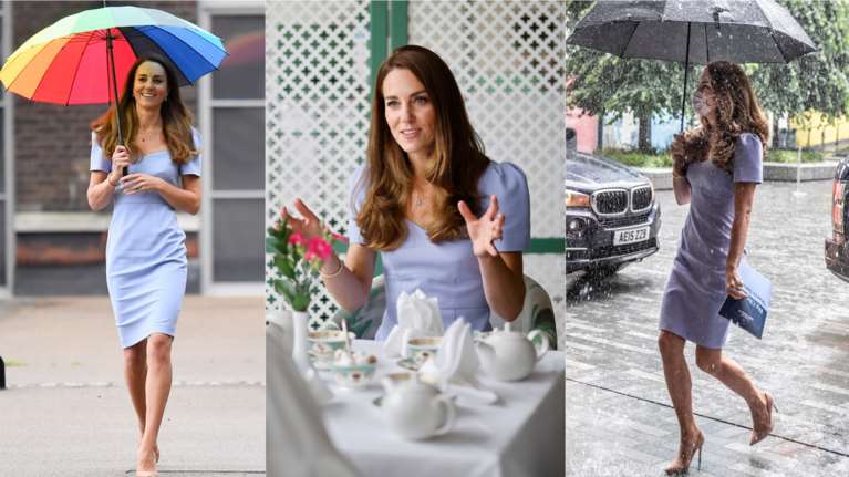 Πρόσκληση για τσάι στο παλάτι: Η Κέιτ Μίντλετον σαν σταρ του Χόλιγουντ υπό βροχή