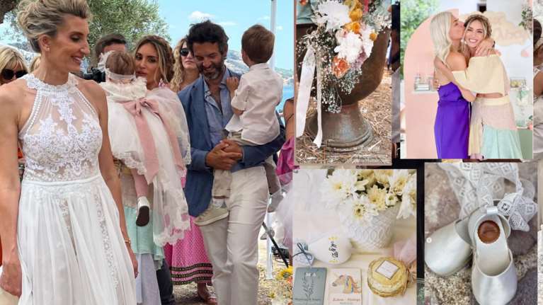 Αθηνά Οικονομάκου: Η νονά με το νυφικό, ο στολισμός και τα δαντελένια βαφτιστικά της Σιέννας