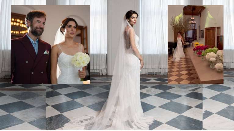 Γάμος Σωτηροπούλου - Μαραβέγια: Το slip dress της νύφης, το φλοράλ του γαμπρού και ο ιδιαίτερος στολισμός