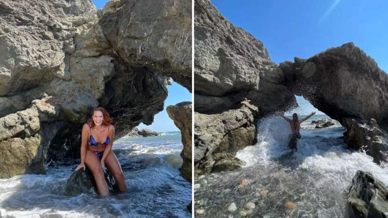 Σίσσυ Χρηστίδου: Ξέγνοιαστα παιχνίδια με τα κύματα με ένα υπέροχο φλοράλ μαγιό στη Σαμοθράκη [Εικόνες]