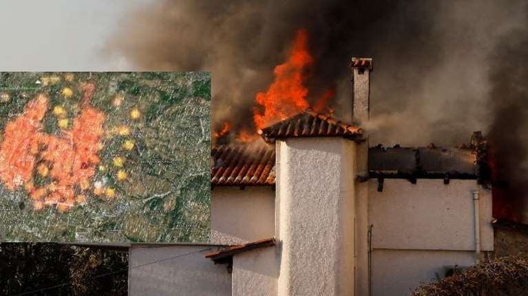 Φωτιά στην Πεντέλη: Live ο χάρτης με τα μέτωπα