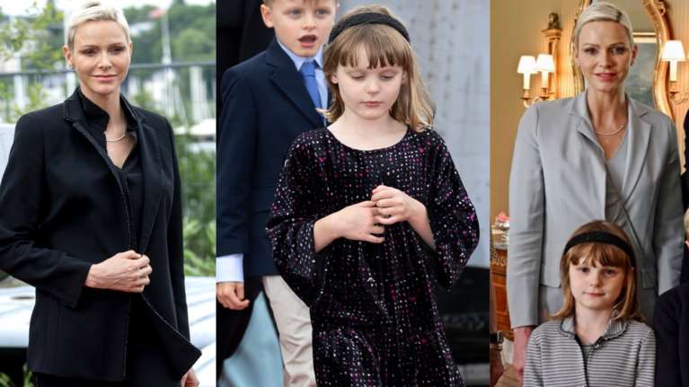 Πριγκίπισσα Σαρλίν - Πριγκίπισσα Γκαμπριέλα: Μαμά και κόρη με ασορτί looks σε μαύρο και γκρι