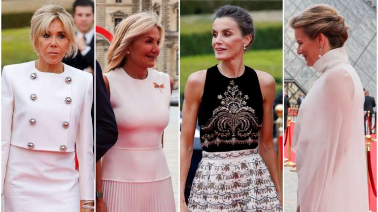 Gala dinner στο Λούβρο: Η Μπριζίτ και η Μαρέβα στα λευκά και οι βασίλισσες που εντυπωσίασαν