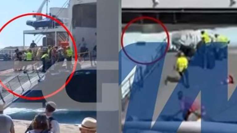 Μύκονος: Βίντεο ντοκουμέντο - Η στιγμή που σηκώνεται ο καταπέλτης του πλοίου - Οι επιβάτες προσπαθούσαν να σωθούν