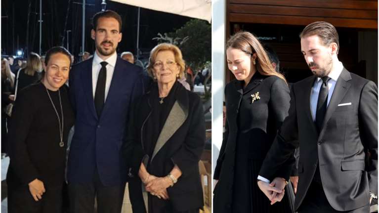 Πάσχα στη Μήλο για  Άννα Μαρία, Φίλιππο &amp; Νίνα Φλορ: Μαυροφορεμένες στον Επιτάφιο - Με γκρι σύνολο και σνίκερς στην Ανάσταση