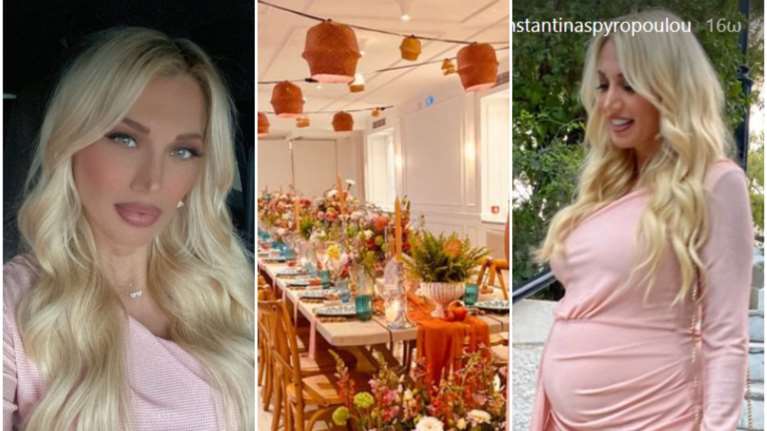 Πανέμορφη έγκυος στα 35 της η Κωνσταντίνα Σπυροπούλου: Γενέθλια με σούπερ μίνι φόρεμα με ουρά μέχρι το πάτωμα