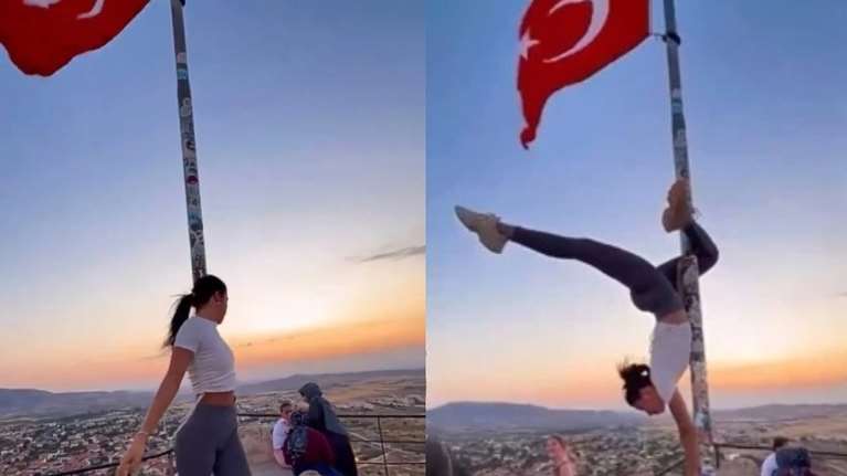 Τουρκία: Σάλος με τουρίστρια που έκανε pole dancing σε ιστό σημαίας - Ο αισθησιακός χορός σε αρχαιολογικό χώρο της Καππαδοκίας