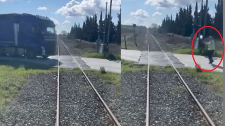 Απίστευτο βίντεο: Σεκιούριτι κατεβαίνει από το τρένο και βάζει τις μπάρες σε αφύλακτη διάβαση
