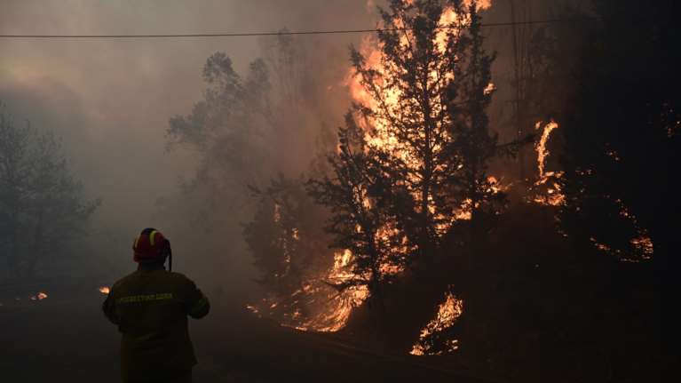 Φωτιά στα Μέγαρα - Προκλήθηκε από κεραυνό, επιχειρούν ισχυρές δυνάμεις της Πυροσβεστικής