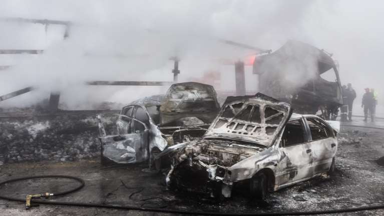 Τραγωδία στην Εγνατία Οδό: &quot;Δεν έβλεπα από την ομίχλη&quot; λέει ο Ουκρανός οδηγός - Απανθρακώθηκε το ζευγάρι των ηλικιωμένων