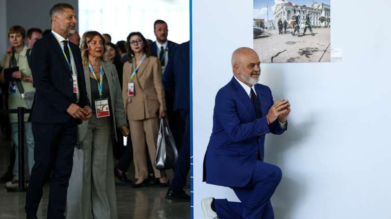 Έγινε συνήθεια: Ο Έντι Ράμα πέφτει πάλι στα γόνατα για να υποδεχτεί την Τζόρτζια Μελόνι [βίντεο]