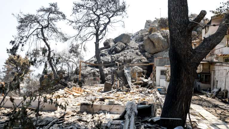 Φωτιά στα Γεράνεια Όρη: Διάσπαρτες εστίες στα καμμένα - Κυβερνητικό κλιμάκιο στο Αλεποχώρι το πρωί της Κυρακής