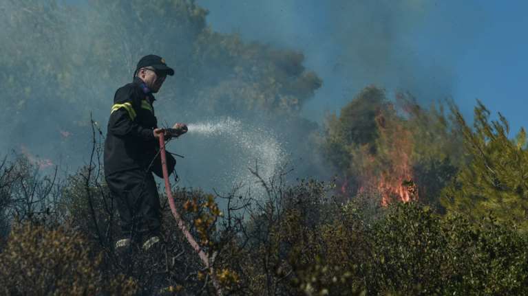Φωτιά στη Σαλαμίνα - Επιχειρούν και εναέρια μέσα