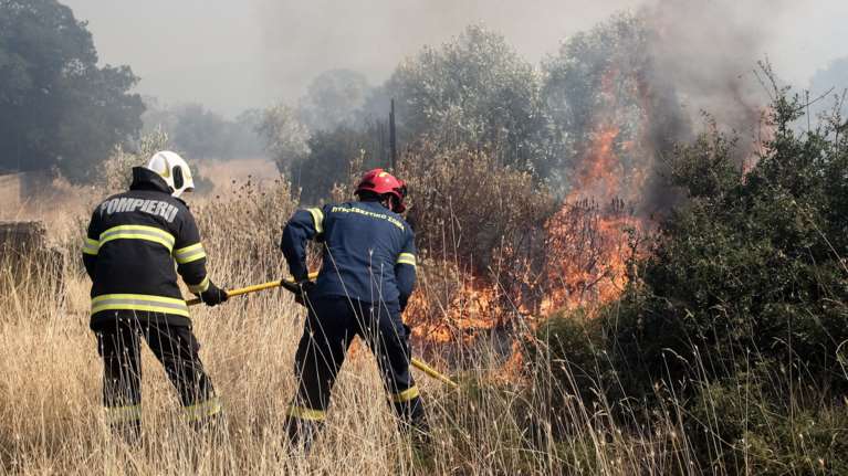 Μάχη με τις φλόγες και τις αναζωπυρώσεις από τους ανέμους - Τραυματίστηκε πυροσβέστης στην Κάρυστο [εικόνες-βίντεο]