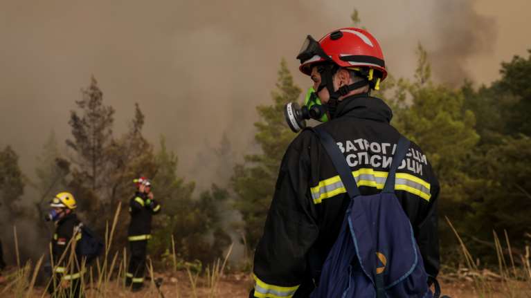 Φωτιά στην Εύβοια: Στη μάχη της Αβγαριάς μαζί Έλληνες, Σλοβένοι και Σέρβοι πυροσβέστες [εικόνες - βίντεο]
