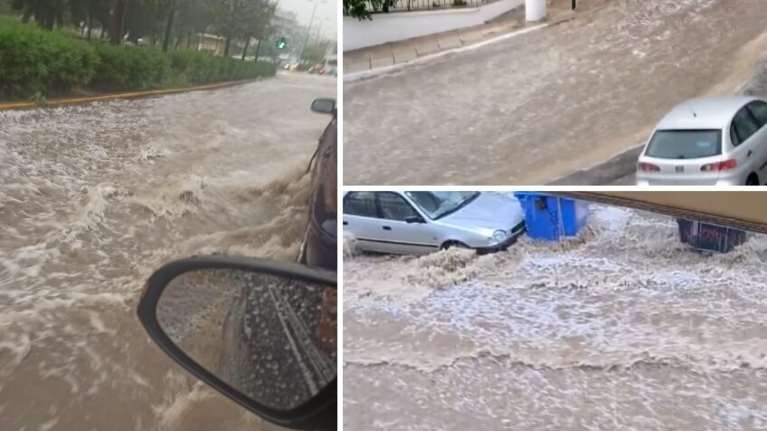 Genesis: Εφτασε στην Αττική η κακοκαιρία  - &quot;Ποτάμια&quot; οι δρόμοι στη Ραφήνα και την Ηλιούπολη [εικόνες - βίντεο]