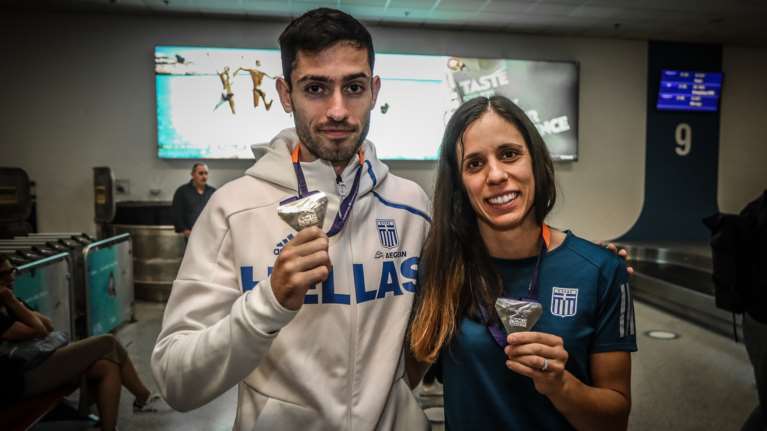 Επέστρεψαν από το Μόναχο ο χρυσός Μίλτος Τεντόγλου και η &quot;ασημένια&quot; Κατερίνα Στεφανίδη [εικόνες]