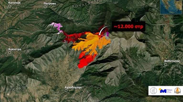 Φωτιά στις Σέρρες: Δορυφόρος καταγράφει την εξέλιξη της πυρκαγιάς που έκαιγε επί 27 ημέρες το όρος Όρβηλος [βίντεο]