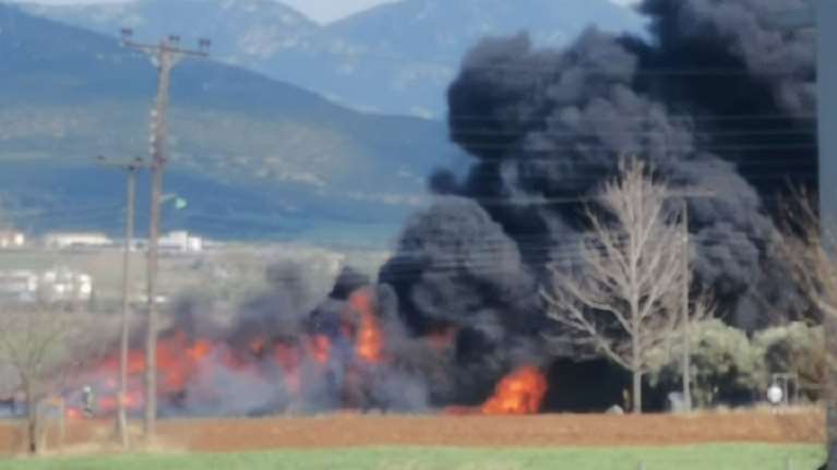 Θεσσαλονίκη: Σε εξέλιξη μεγάλη φωτιά στη Θέρμη - Καίγονται δεκάδες πισσαρισμένες κολώνες του ΔΕΔΔΗΕ [Βίντεο]