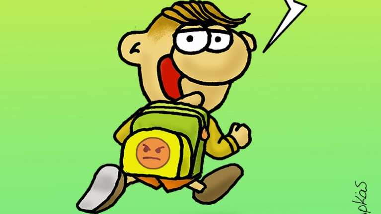 Αρκάς: Νέο σκίτσο με τον ερωτευμένο Θαναθάκη που όλο χαρά πάει σχολείο